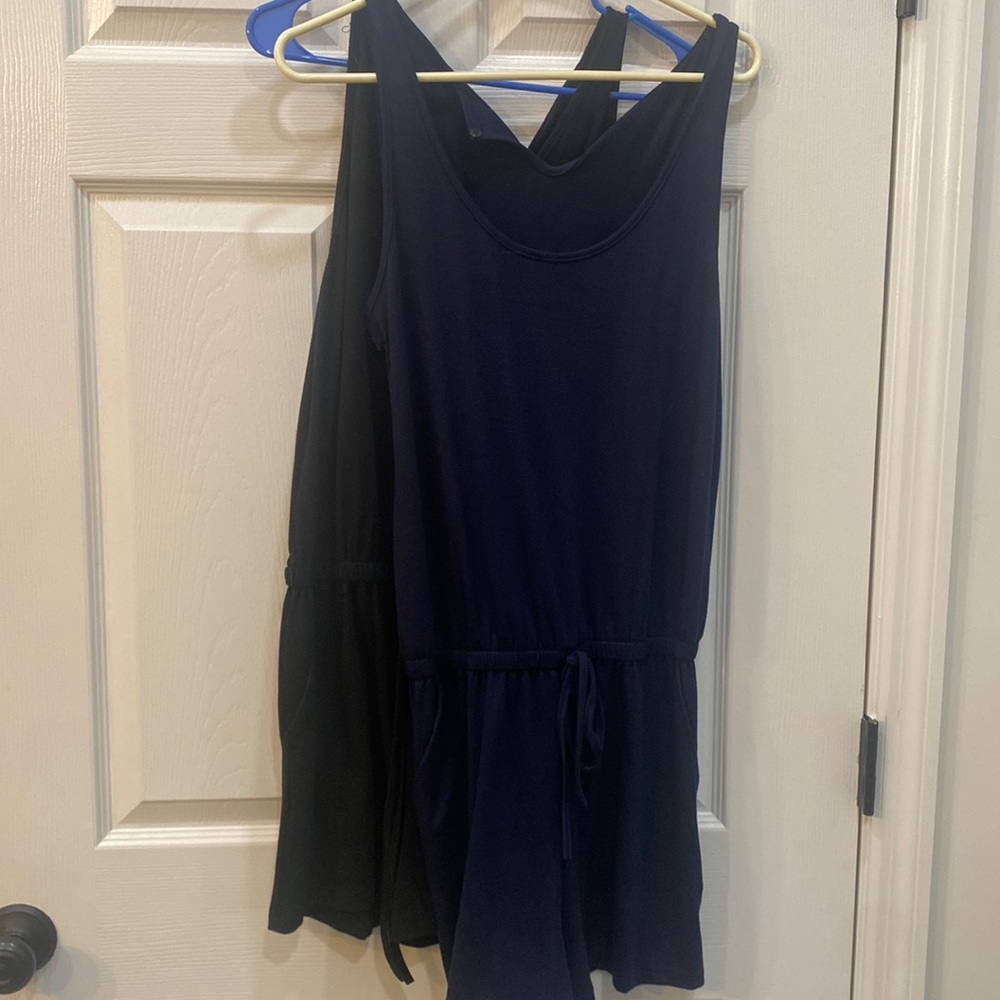 Two Sz Medium Short Rompers - Black & Navy.